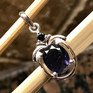 Natural 2.5ct Iolite 925 Solid Sterling Silver Pendant 25mm - Natural Rocks by Kala