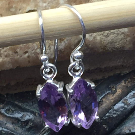 Natural 2ct Purple Amethyst 925 Solid Sterling Silver Earrings 25mm - Natural Rocks by Kala