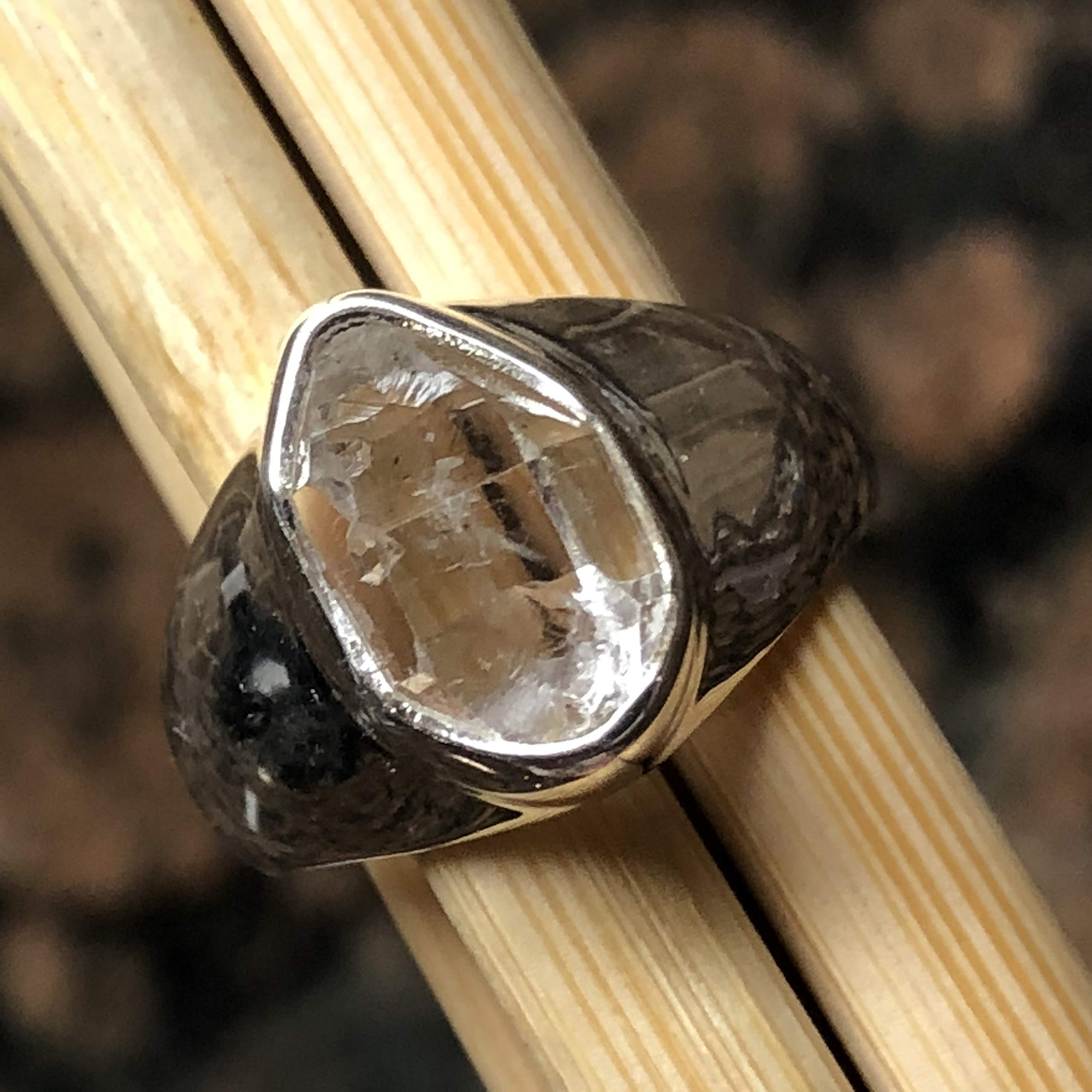 Natural Herkimer Diamond 925 Solid Sterling Silver Ring Size 8.5 - Natural Rocks by Kala