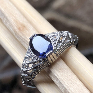 Natural 2ct Iolite 925 Solid Sterling Silver Engagement Ring Size 5, 6, 7, 8, 9 - Natural Rocks by Kala
