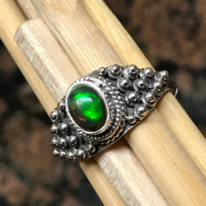 Genuine Chalama Black Opal 925 Solid Sterling Silver Engagement Ring Size 7, 8, 9 - Natural Rocks by Kala