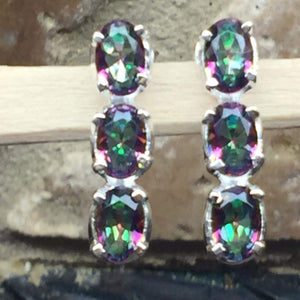 Gorgeous 2.5ct Mystic Topaz 925 Solid Sterling Silver Earrings 16mm - Natural Rocks by Kala