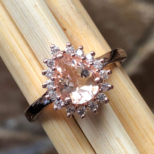 Natural Peach Morganite 14k Rose Gold Over Sterling Silver Engagement Ring Size 5, 6, 7, 8, 9 - Natural Rocks by Kala