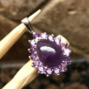 Natural 8ct Purple Amethyst 925 Solid Sterling Silver Pendant 26mm - Natural Rocks by Kala