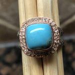 Natural Blue Mohave Turquoise 14k Rose Gold Over Solid Sterling Silver Ring Size 6, 7, 8, 9 - Natural Rocks by Kala