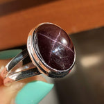 Natural Star Garnet, 4 Pointed Star Garnet 925 Solid Sterling Silver Ring Size 7.25, 7.5 - Natural Rocks by Kala