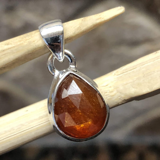 Natural Orange Kyanite 925 Solid Sterling Silver Pendant 18mm - Natural Rocks by Kala