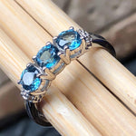 Natural 1ct London Blue Topaz, Diamond 925 Sterling Silver Engagement Ring Size 6, 7, 8, 9 - Natural Rocks by Kala