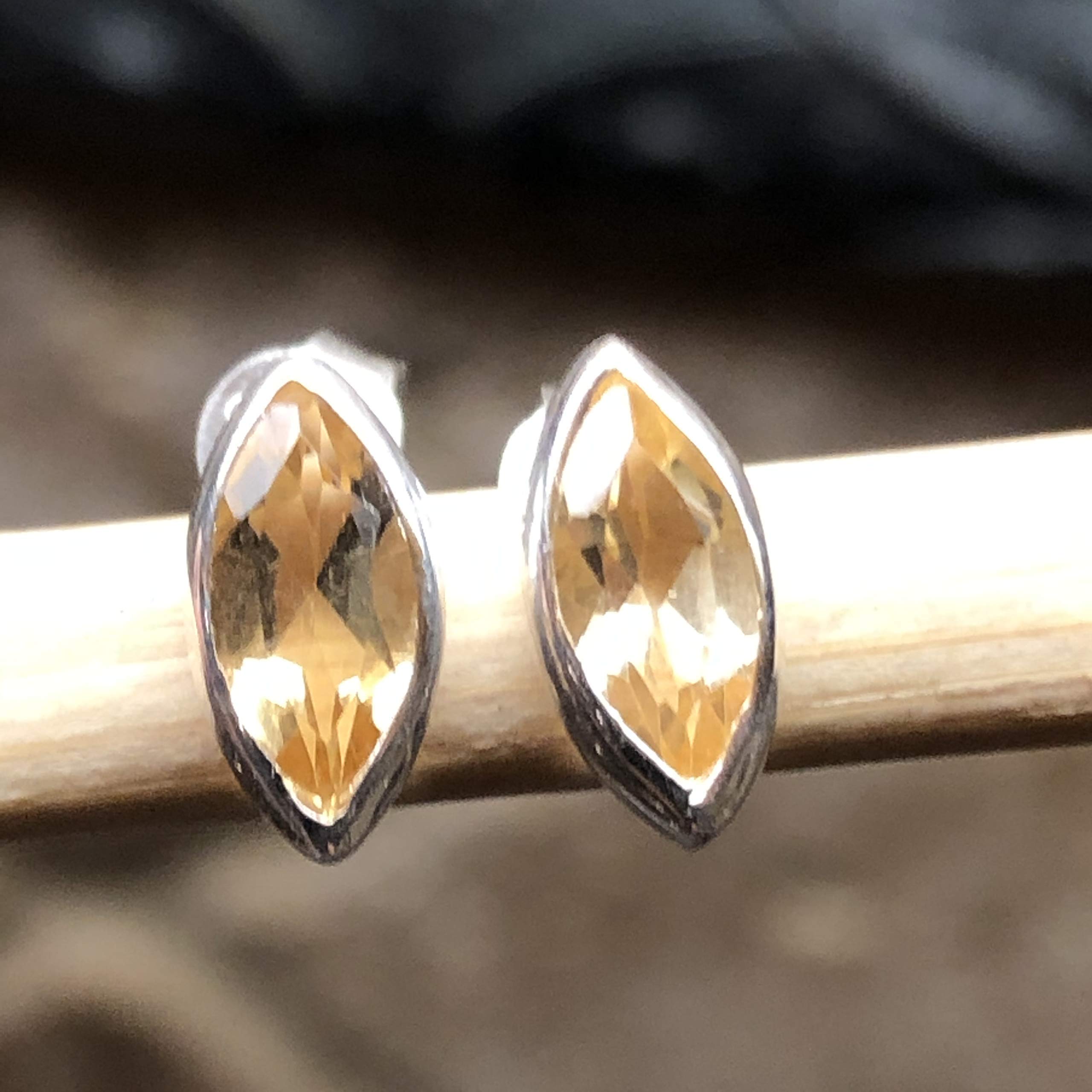 Genuine 2ct Golden Citrine 925 Solid Sterling Silver Earrings 7mm