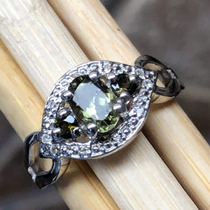 Natural Green Tourmaline 925 Solid Sterling Silver Engagement Ring Size 6, 7, 8, 9 - Natural Rocks by Kala