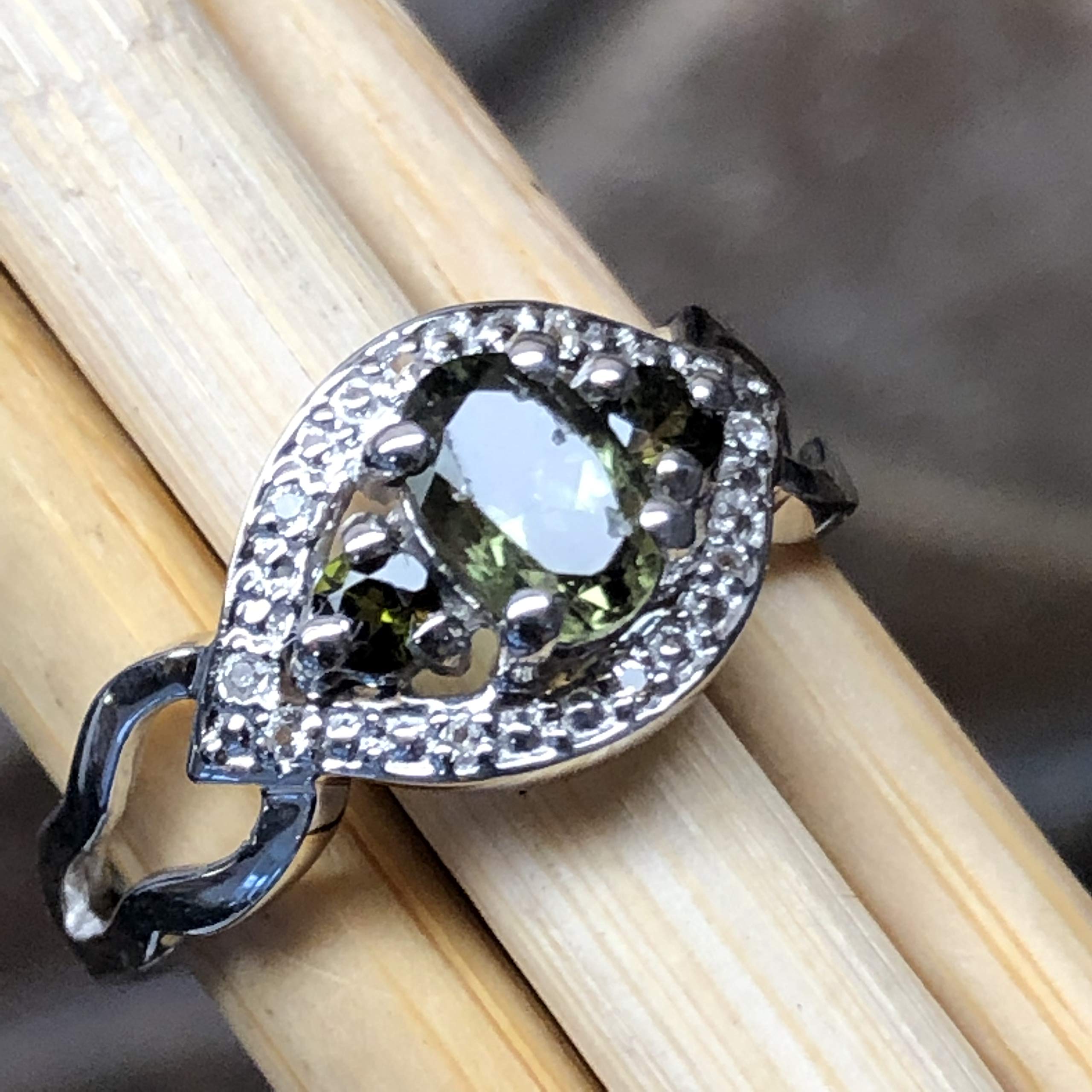 Natural Green Tourmaline 925 Solid Sterling Silver Engagement Ring Size 6, 7, 8, 9 - Natural Rocks by Kala