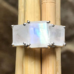 Genuine Rainbow Moonstone 925 Solid Sterling Silver Ring Size 6, 7, 8, 9 - Natural Rocks by Kala