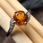 Natural 1ct Golden Citrine, White Topaz 925 Solid Sterling Silver Engagement Ring Size 5, 6, 7, 8, 9 - Natural Rocks by Kala