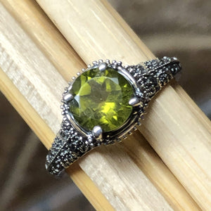Natural 1.25ct Green Peridot 925 Solid Sterling Silver Engagement Ring Size 7, 8, 9 - Natural Rocks by Kala