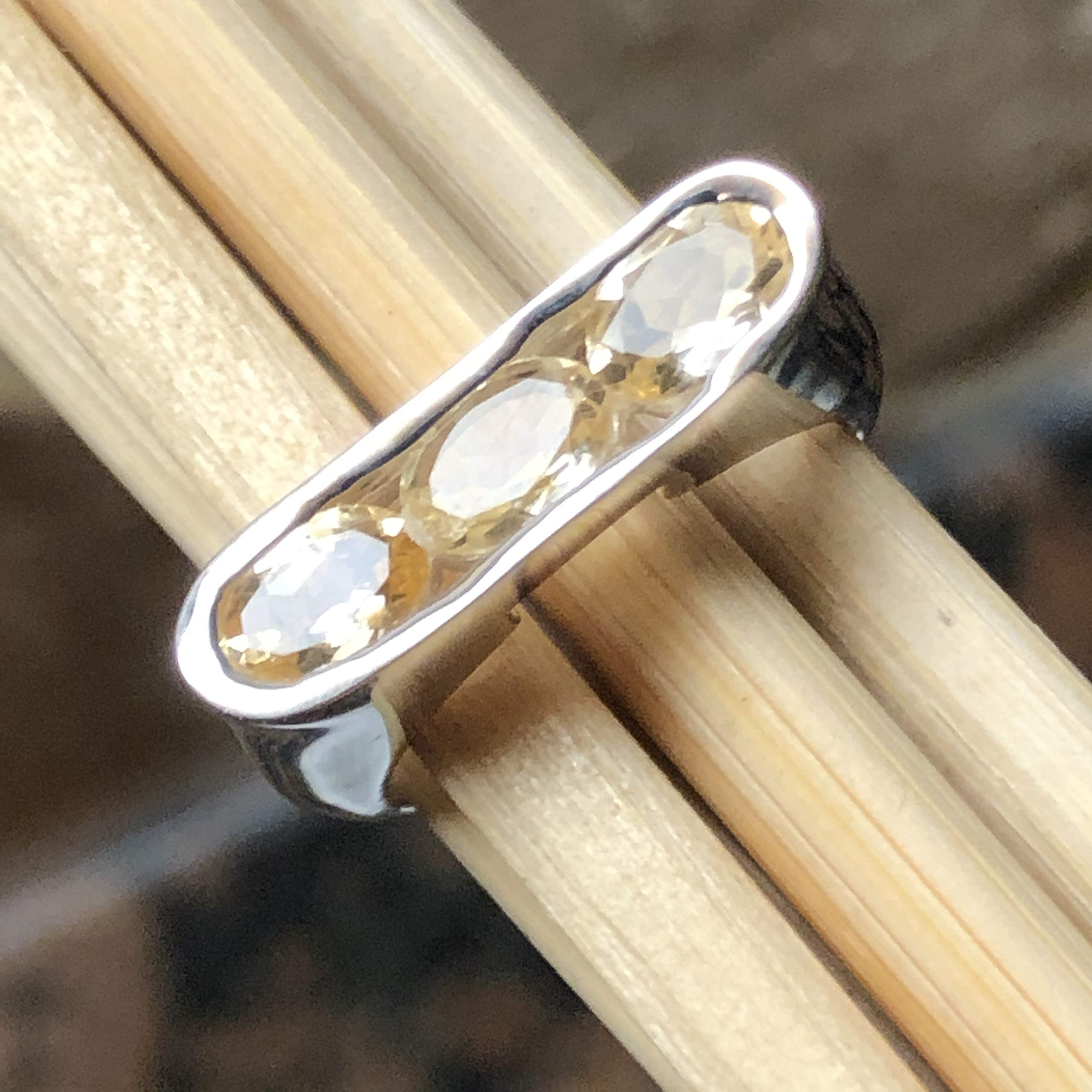 Natural 2ct Golden Citrine 925 Solid Sterling Silver Ring Size 6, 7, 8 - Natural Rocks by Kala
