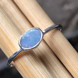 Genuine Australian Blue, Green Opal 925 Solid Sterling Silver Engagement Ring Size 6, 7, 8, 9, 10 - Natural Rocks by Kala