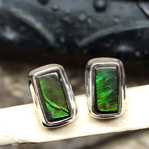 Natural Canadian Ammolite 925 Solid Sterling Silver Earrings 10mm - Natural Rocks by Kala