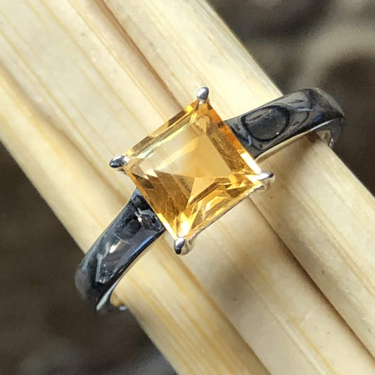 Natural 1ct Golden Citrine 925 Solid Sterling Silver Engagement Ring Size 7, 8 - Natural Rocks by Kala