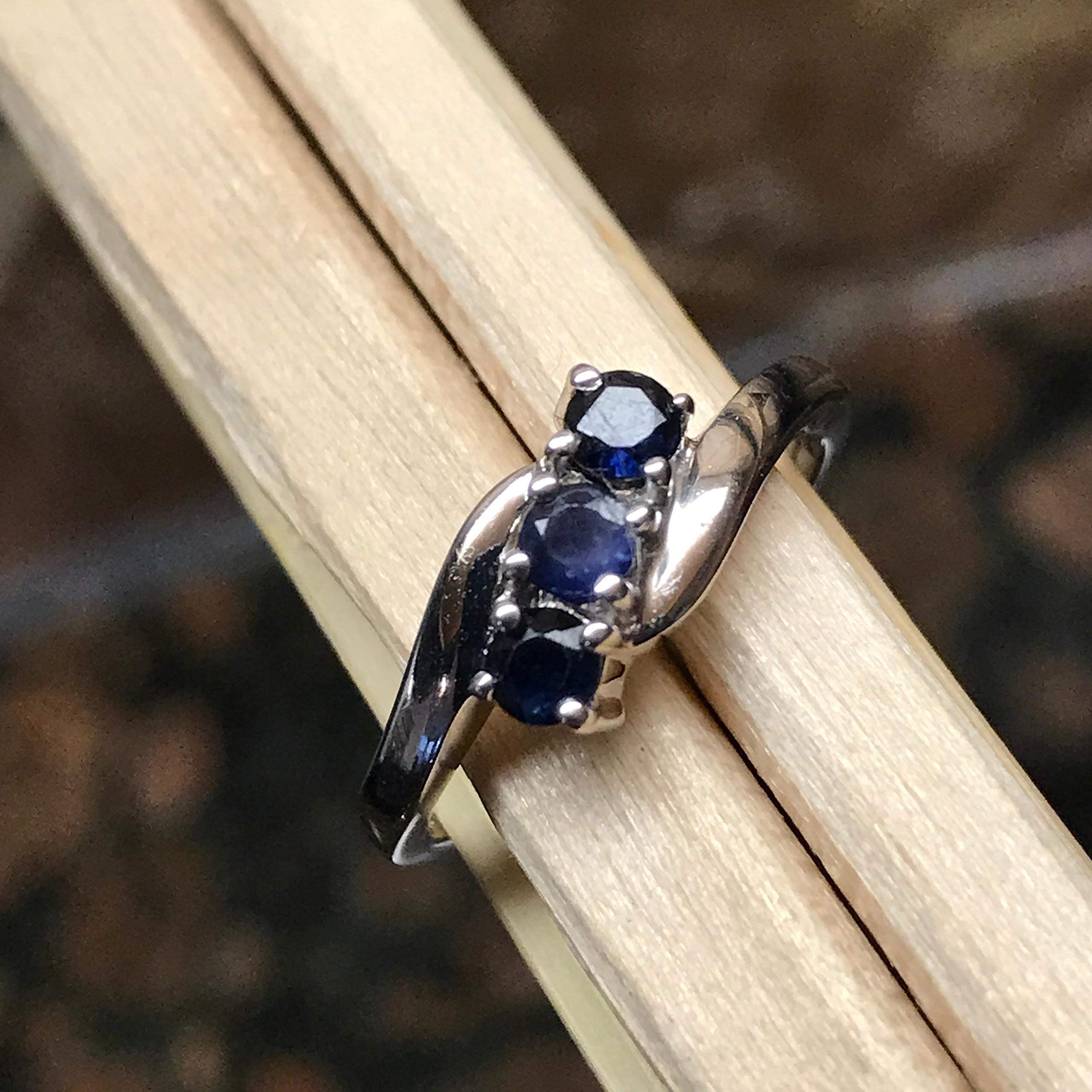 Natural Blue Sapphire 925 Solid Sterling Silver Ring Size 5, 6, 7, 8, 9 - Natural Rocks by Kala