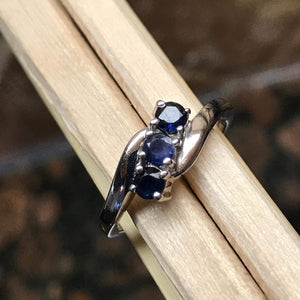 Natural Blue Sapphire 925 Solid Sterling Silver Ring Size 6, 8 - Natural Rocks by Kala