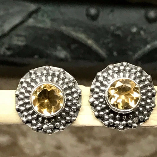 Natural 1ct Golden Citrine 925 Solid Sterling Silver Stud Earrings 12mm - Natural Rocks by Kala
