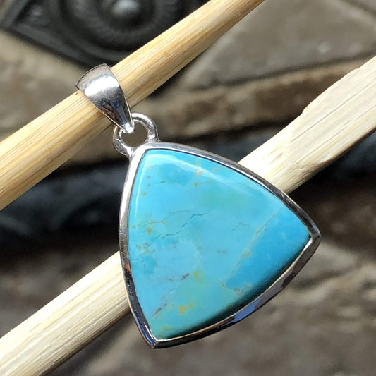 Blue Mohave Turquoise 925 Solid Sterling Silver Pendant 30mm - Natural Rocks by Kala