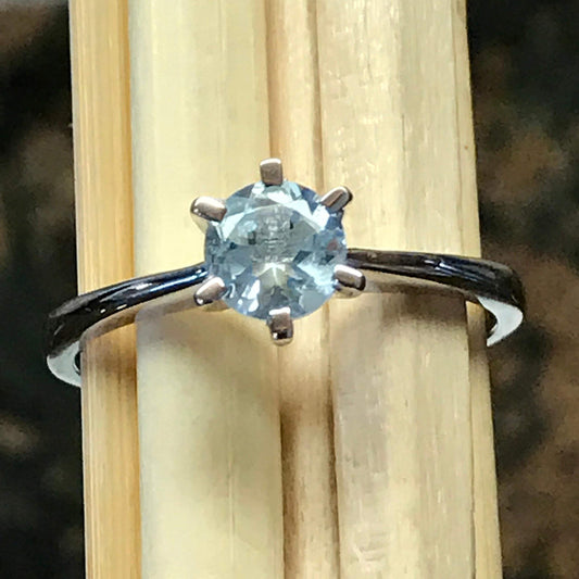 Natural 1ct Aquamarine 925 Solid Sterling Silver Engagement Ring Size 6, 7, 8, 9 - Natural Rocks by Kala