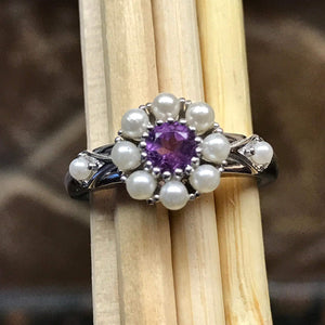 Natural Purple Amethyst 925 Solid Sterling Silver Engagement Ring Size 5, 6, 7, 8, 9 - Natural Rocks by Kala
