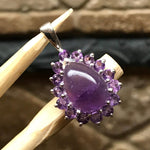 Natural 8ct Purple Amethyst 925 Solid Sterling Silver Pendant 26mm - Natural Rocks by Kala