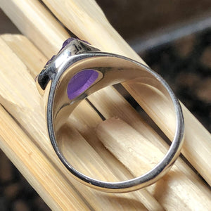 Natural Cluster Amethyst 925 Solid Sterling Silver Unisex Ring Size 7.75