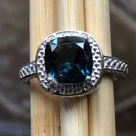 Natural 2ct London Blue Topaz 925 Solid Sterling Silver Engagement Ring Size 6, 8 - Natural Rocks by Kala