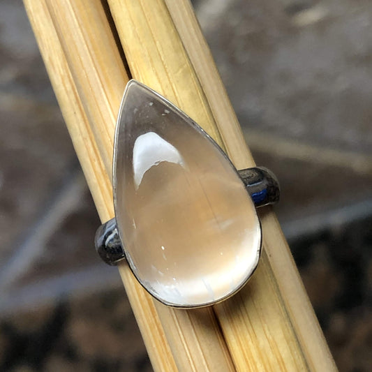 Genuine White Selenite 925 Solid Sterling Silver Ring Size 8.25 - Natural Rocks by Kala
