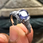 Natural 1ct Iolite 925 Solid Sterling Silver Engagement Ring Size 6, 8 - Natural Rocks by Kala