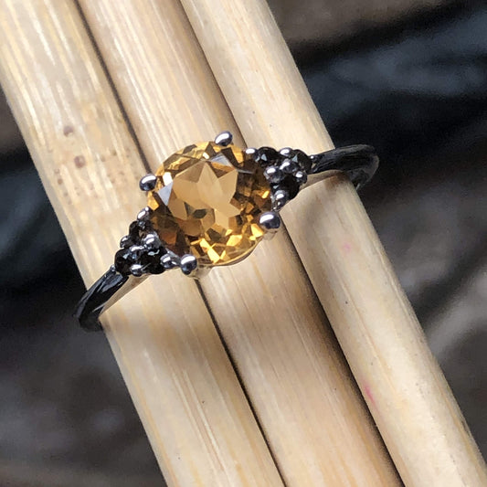 Natural 1ct Golden Citrine 925 Solid Sterling Silver Engagement Ring Size 6, 8, 9 - Natural Rocks by Kala