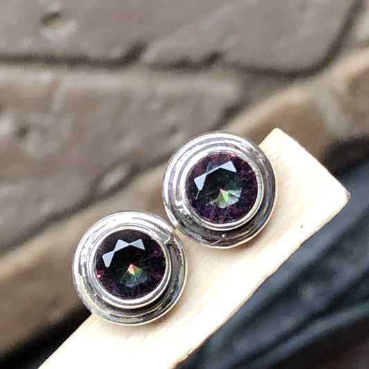 Gorgeous Mystic Topaz 925 Solid Sterling Silver Earrings 7mm - Natural Rocks by Kala