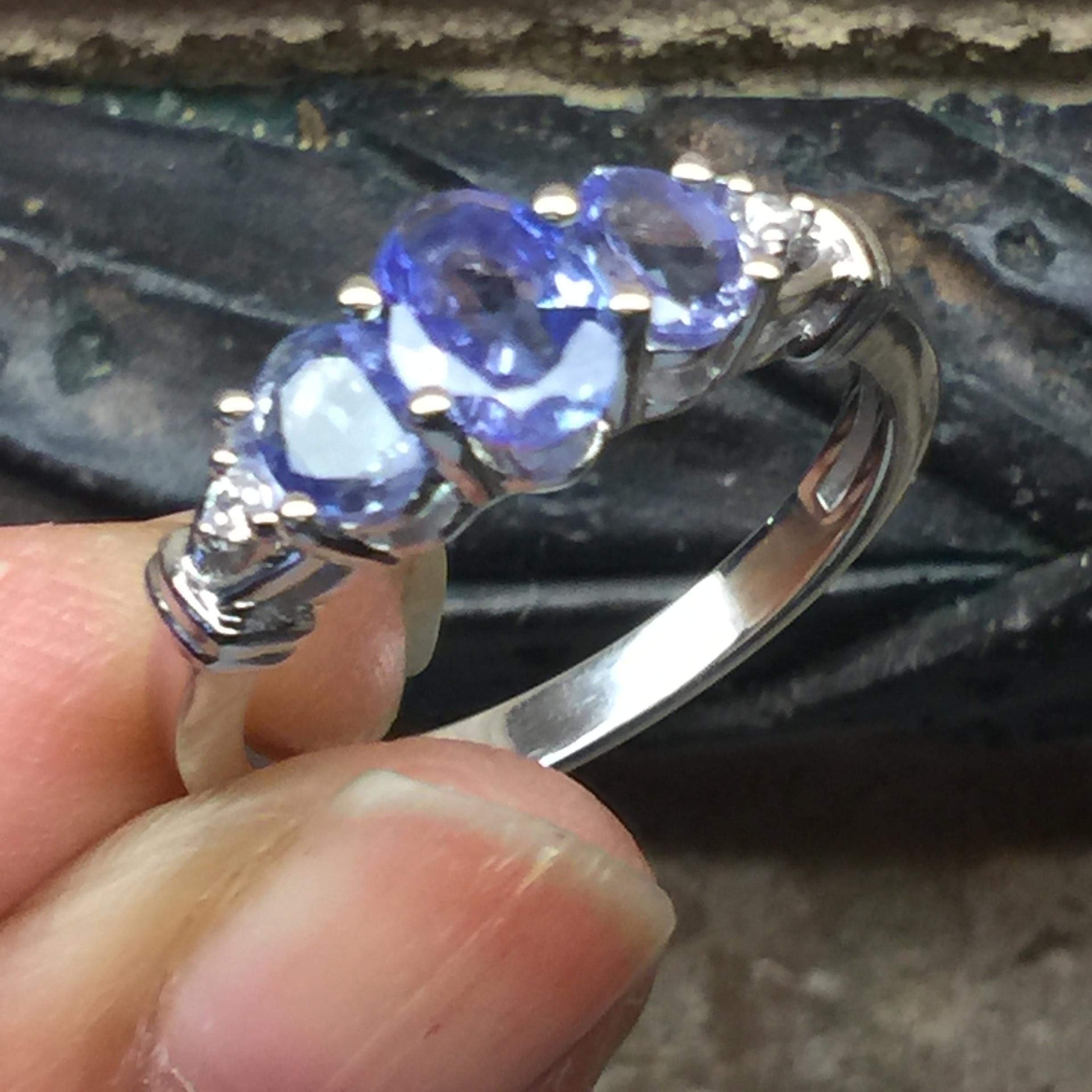 Natural 1.25ct Tanzanite 925 Solid Sterling Silver Wedding Ring Size 5, 6, 7, 8, 9 - Natural Rocks by Kala