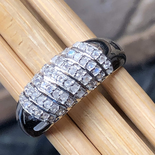 Genuine Rainbow Moonstone 925 Solid Sterling Silver Unisex Ring Size 7, 8, 9 - Natural Rocks by Kala