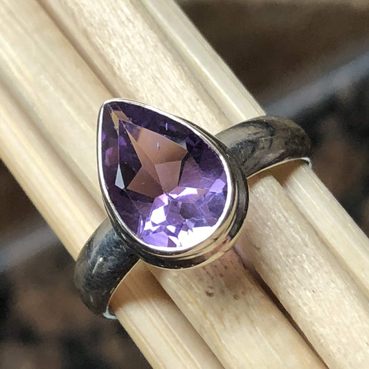 Natural 2ct Purple Amethyst 925 Solid Sterling Silver Engagement Ring Size 7, 8 - Natural Rocks by Kala