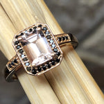 Natural 1ct Morganite, Spinel 14k Rose Gold Over Silver Engagement Ring Size 6, 7, 8, 9 - Natural Rocks by Kala