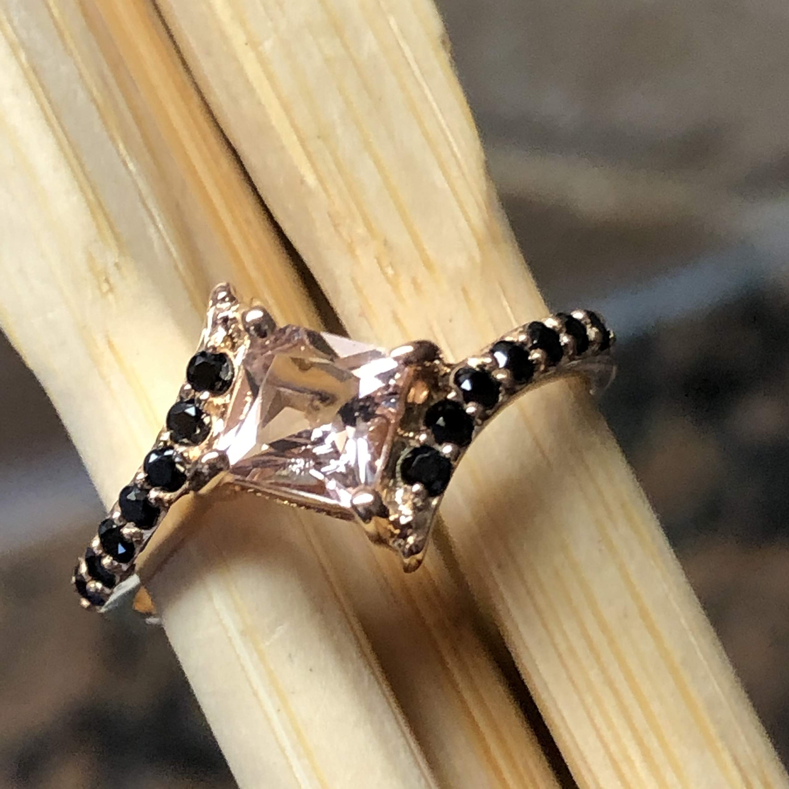 Natural 1ct Peach Morganite, Spinel 14k Rose Gold Over Sterling Silver Engagement Ring Size 7, 8 - Natural Rocks by Kala