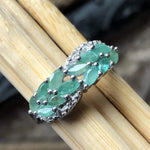 Natural Green Emerald, White Topaz 925 Solid Sterling silver Ring size 6, 7, 8, 9 - Natural Rocks by Kala