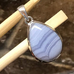 Natural Blue Lace Agate 925 Sterling Silver Pendant 35mm - Natural Rocks by Kala