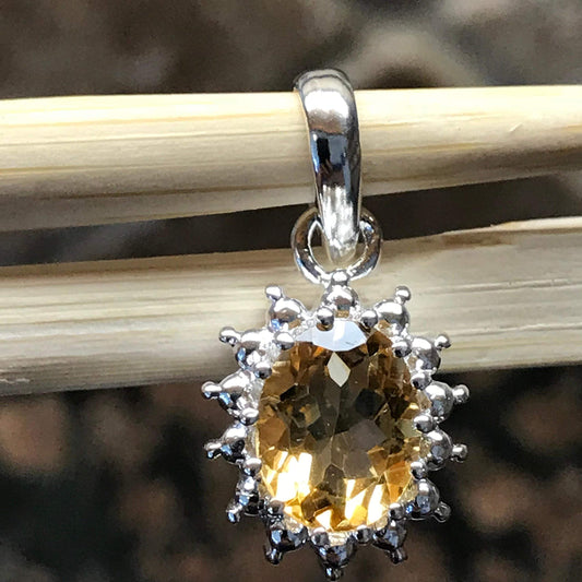 Natural 2ct Golden Citrine 925 Sterling Silver Designer Pendant 22mm - Natural Rocks by Kala
