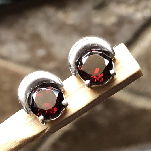Natural 2ct Pyrope Garnet 925 Solid Sterling Silver Earrings 9mm - Natural Rocks by Kala