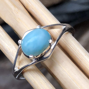 Genuine Dominican Larimar 925 Sterling Silver Engagement Ring Size 6, 7, 8, 9 - Natural Rocks by Kala