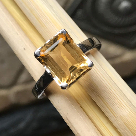 Natural 2.5ct Golden Citrine 925 Solid Sterling Silver Ring Size 6, 7, 8, 9 - Natural Rocks by Kala