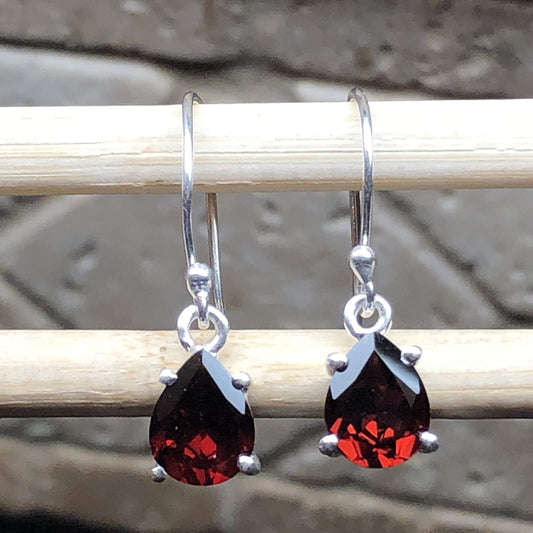 Natural 2.5ct Pyrope Garnet 925 Solid Sterling Silver Earrings 20mm - Natural Rocks by Kala