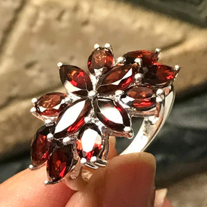 Natural 10ct Fire Garnet 925 Solid Sterling Silver Edwardian Style Ring Size 6, 8, 9 - Natural Rocks by Kala