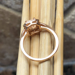 Natural 1ct Morganite, Spinel 14k Rose Gold Over Silver Engagement Ring Size 6, 7, 8, 9 - Natural Rocks by Kala