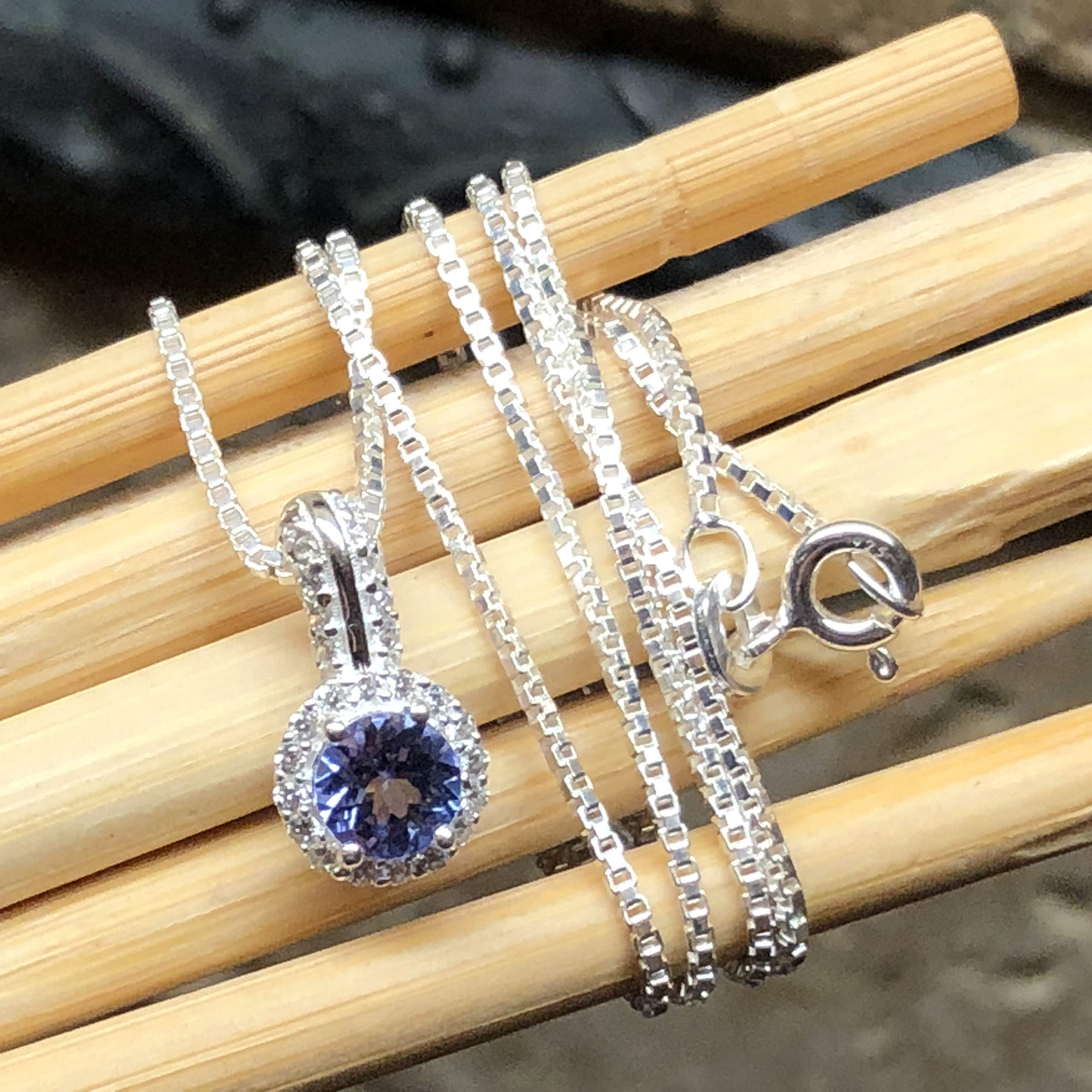 Natural 1ct Blue Tanzanite 925 Solid Sterling Silver Designer Pendant Necklace 16" - Natural Rocks by Kala